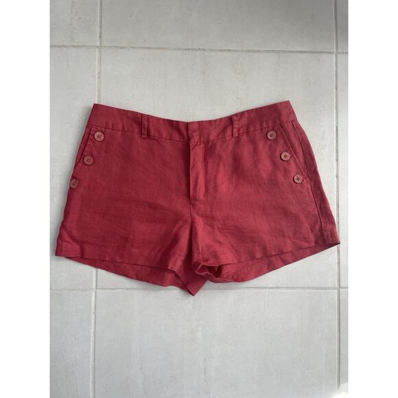 Cynthia Rowley Shorts Nautical Sailor Mid Rise Linen - Picture 1 of 12